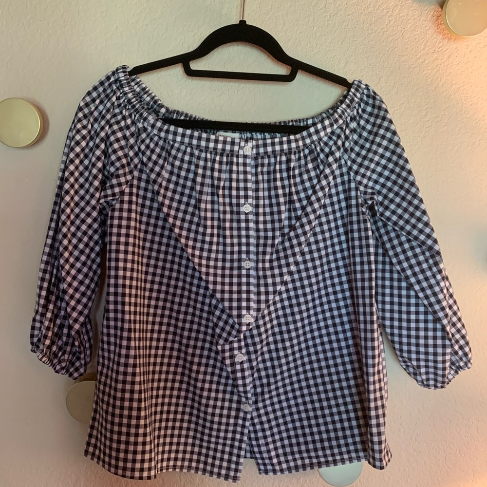 Gingham off-the-shoulder Top